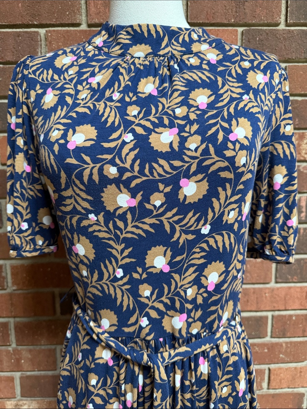 Boden Navy Floral Puff Sleeve Dress Size 6 - Picture 4 of 14